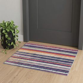 2' X 4' Multicolor Irregular Stripe Boho Area Rug