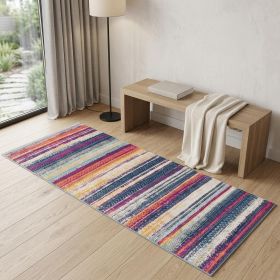 2' X 5' Multicolor Irregular Striped Area Rug