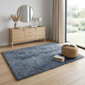 4' X 5' Gray Shag Power Loom Non Skid Area Rug