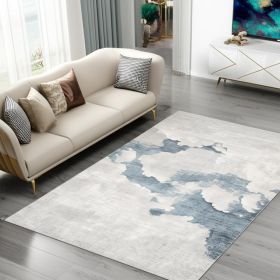 5' X 7' Gray and Blue Abstract Area Rug