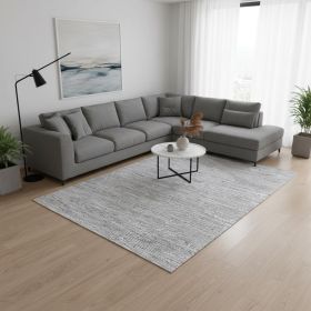8' X 11' Gray Striped Power Loom Distressed Area Rug