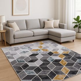 8' X 10' Gray Geometric Power Loom Area Rug