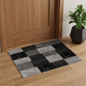 3' X 5' Gray Checkered Power Loom Area Rug