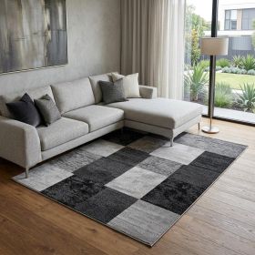 8' X 10' Gray Checkered Dhurrie Area Rug