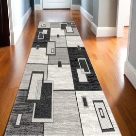 20' Gray Abstract Dhurrie Runner Rug