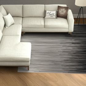 8' X 10' Black Abstract Dhurrie Area Rug