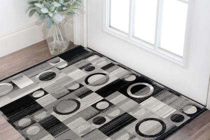 2' X 4' Gray Abstract Dhurrie Area Rug