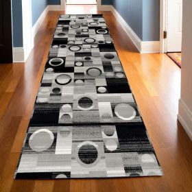 13' Runner Gray Abstract Dhurrie Runner Rug