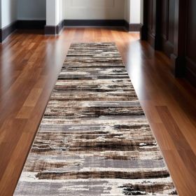 2' X 13' Beige Rustic Strokes Runner Rug