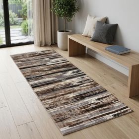 2' X 6' Beige Rustic Strokes Area Rug