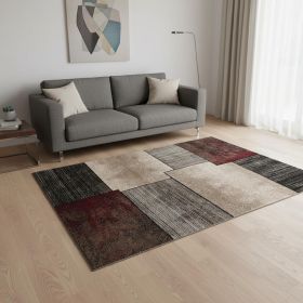5' X 7' Brown Abstract Dhurrie Area Rug