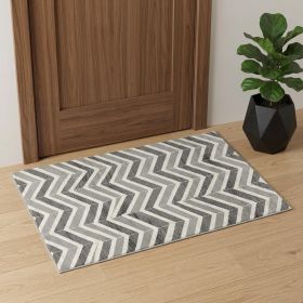 2' X 4' Gray Chevron Dhurrie Area Rug