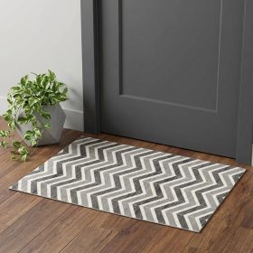 3' X 5' Gray Chevron Power Loom Area Rug