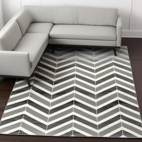 8' X 11' Gray Chevron Dhurrie Area Rug