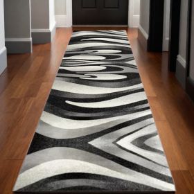 15' Gray Abstract Dhurrie Runner Rug