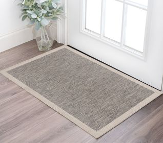 3' X 5' Beige and Gray Abstract Power Loom Distressed Area Rug