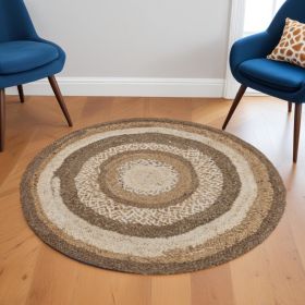 Multicolored Concentric Boutique Jute Rug