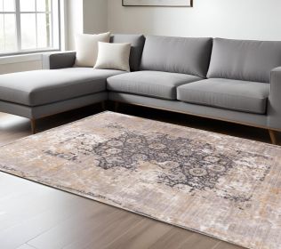 8' X 10' Gray and Ivory Oriental Non Skid Area Rug