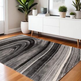 4' X 6' Dark Gray Abstract Illusional Area Rug