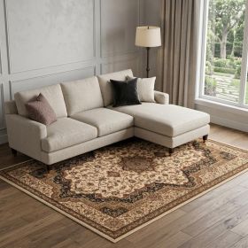 8' X 11' Black and Ivory Oriental Power Loom Area Rug
