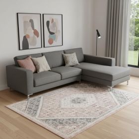 8' X 10' Gray and Soft Pink Traditional Area Rug