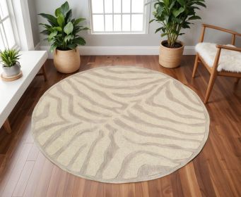 8ï¿½ï¿½ï¿½ Round Taupe Zebra Pattern Area Rug