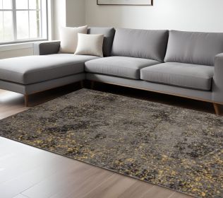 8' X 10' Gray and Yellow Abstract Sprinkle Area Rug