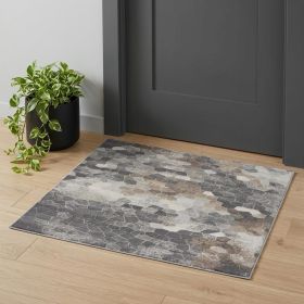 2' X 3' Beige Cobblestone Pattern Scatter Rug