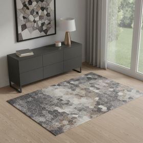 4' X 6' Beige Cobblestone Pattern Area Rug