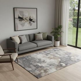 5' X 8' Beige Cobblestone Pattern Area Rug