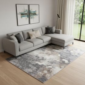 7' X 10' Beige Cobblestone Pattern Area Rug