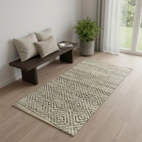 2' X 5' Tan and Gray Hand Woven Area Rug