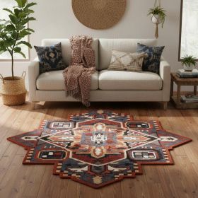 5ï¿½ï¿½ï¿½ Maroon and Blue Medallion Area Rug