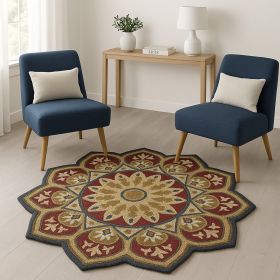 6' Red Round Wool Hand Tufted Area Rug