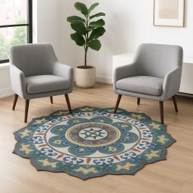 6' Green Round Wool Hand Tufted Area Rug