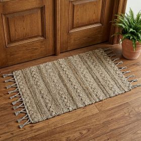 3' x 4' Tan Bohemian Tasseled Area Rug