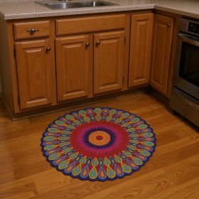3' Round Pink Floral Edged Area Rug