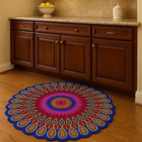 5' Round Pink Floral Edged Area Rug