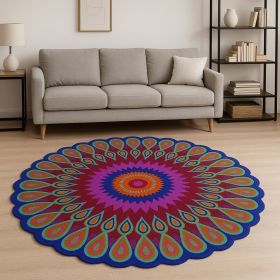 8' Pink Round Wool Hand Tufted Area Rug