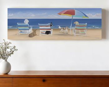 30" x 10" Dogs Perfect Beach Day Canvas Wall Art