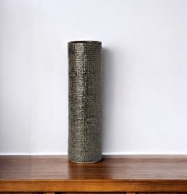 15" Black and Gold Check Tall Ceramic Vase