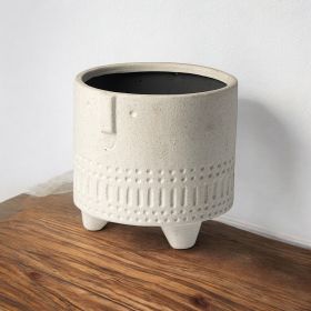 7" Bohemian Beige Happy Face Tribal Vase