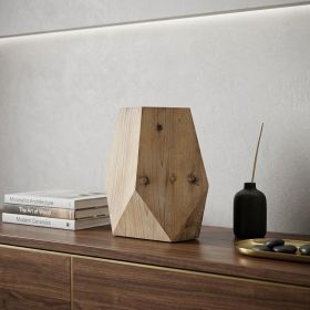 11" Natural Stain Geometric Wooden Vase