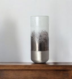 13" Brushed Silver Glass Vase