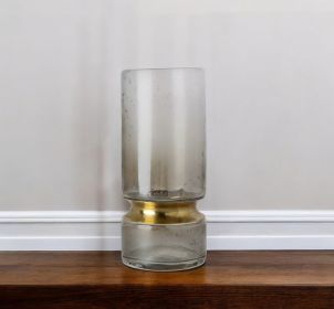 11" Smoked Bubble Glass Gold Accent Vase
