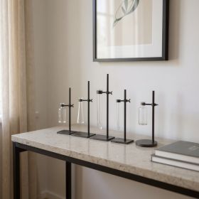 Set of Five Test Tube Vases with Metal Bases