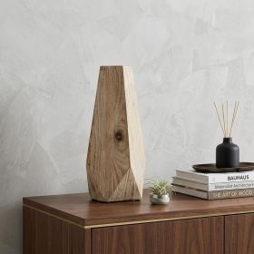 15" Natural Stain Geometric Wooden Vase
