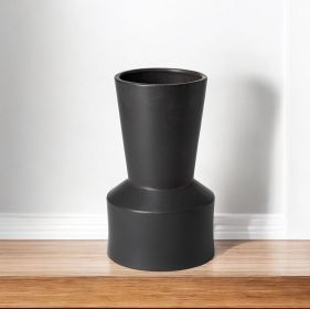 9" Matte Black Contempo Deco Ceramic Vase