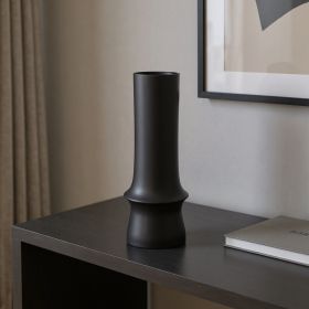 17" Matte Black Contempo Deco Ceramic Vase