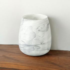 8" Gray and Cream Marble Design Glass Vase